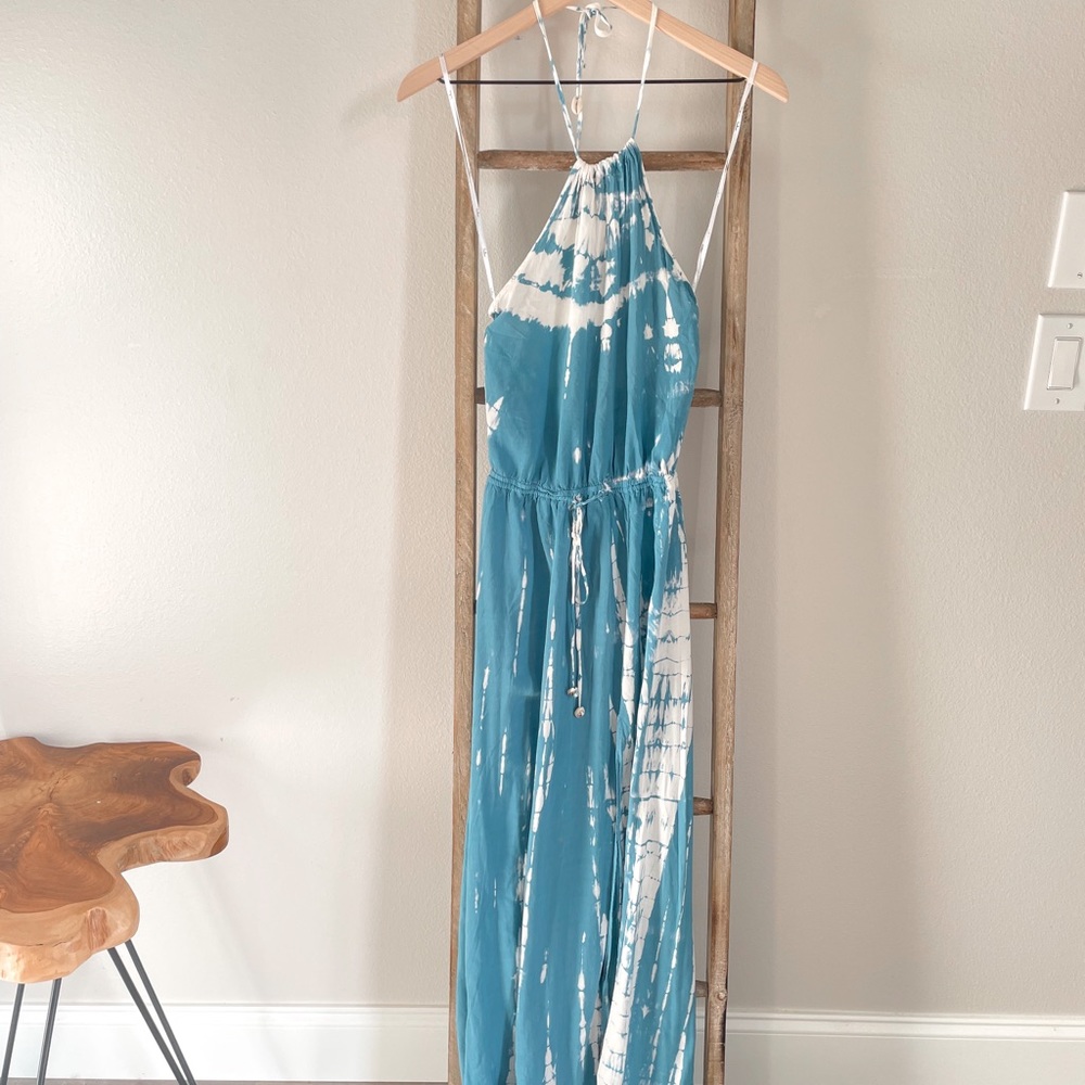 Lulus Blue and White Tie Dye Maxi